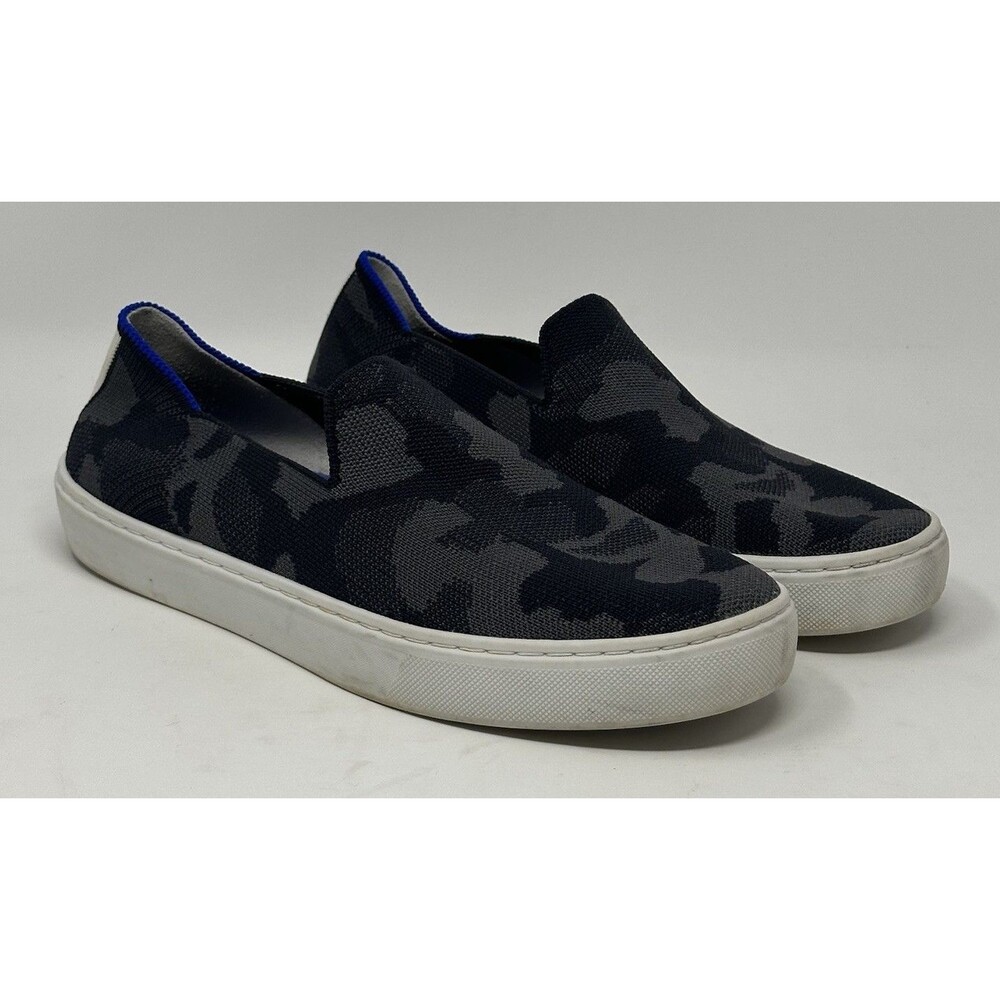 Rothys The Original Slip On Sneakers Womens 7.5 Black Gray Camo Comfort Shoes